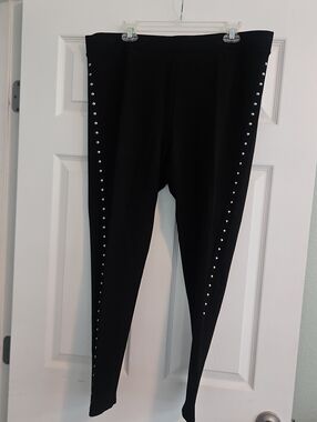 Vince Camuto Black Leggings with Silver Stud Trim